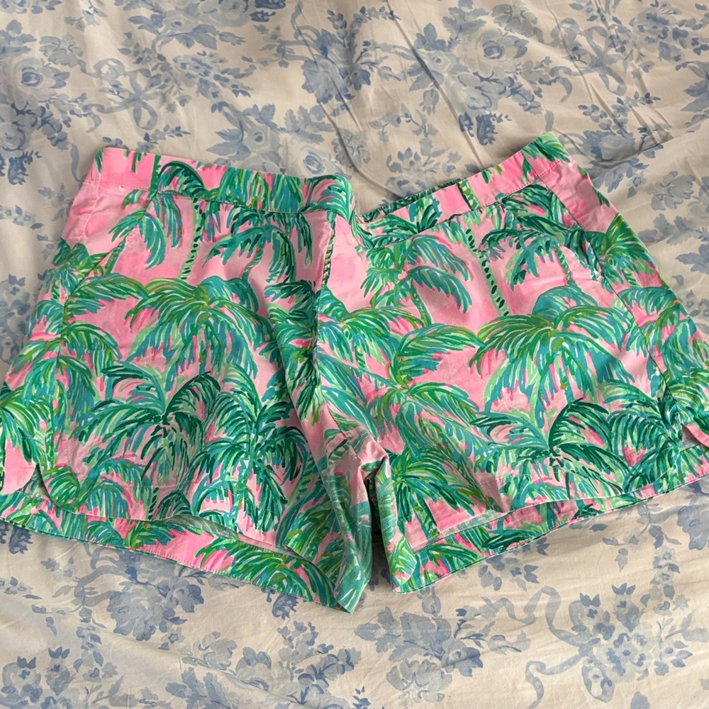 Lilly Pulitzer Pink and Green Palm Print Shorts